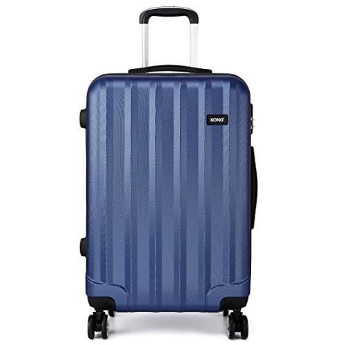 Kono 20 Zoll Handgepäck Leichte ABS Koffer Trolley 4 Räder Spinner Gepäck M (Dunkelblau) von KONO