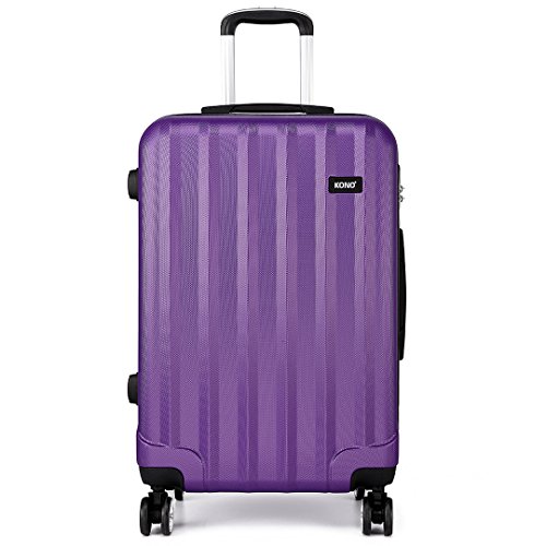 Kono 20 Zoll Handgepäck Leichte ABS Koffer Trolley 4 Räder Spinner Gepäck M (Violett) von KONO