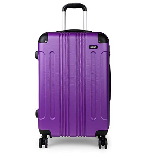 KONO 40L Zwillingsrollen Handgepäck Hartschale ABS Koffer Trolley Reisekoffer mit Zahlenschloss (Violett) von KONO