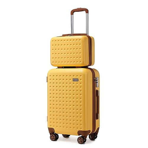 Kono Handgepäck Koffer Set mit Kosmetikkoffer Reisegepäck-Sets Beautycase Koffer Trolleys 100% ABS Reisekoffer Hartschalenkoffer Rollkoffer TSA-Schloss Gelb Kono Handgepäck Koffer Set mit Kosmetikkoffer Reisegepäck-Sets Beautycase Koffer Trolleys 100% ABS Reisekoffer Hartschalenkoffer Rollkoffer TSA-Schloss Gelb von KONO