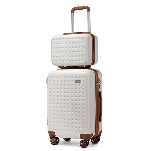 Kono Handgepäck Koffer Set mit Kosmetikkoffer Reisegepäck-Sets Beautycase Koffer Trolleys 100% ABS Reisekoffer Hartschalenkoffer Rollkoffer TSA-Schloss Weiß Kono Handgepäck Koffer Set mit Kosmetikkoffer Reisegepäck-Sets Beautycase Koffer Trolleys 100% ABS Reisekoffer Hartschalenkoffer Rollkoffer TSA-Schloss Weiß von KONO
