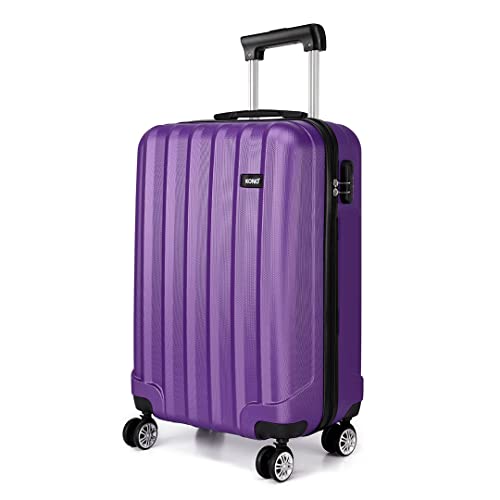 Kono Handgepäck Koffer Trolley ABS Leicht Kabinenkoffer Reisekoffer mit 4 Rollen und Zahlenschloss, 55x35x20cm, 32 Liter, Violett von KONO