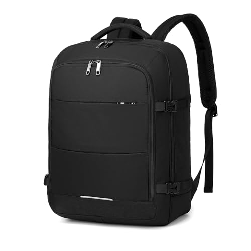 KONO Handgepäck-Rucksack für den Untersitz, 45 x 36 x 20 cm, Handgepäcktasche, große Kapazität, Reiserucksack (schwarz), Schwarz, Handgepäck-Rucksack unter dem Sitz(Schwarz) von KONO