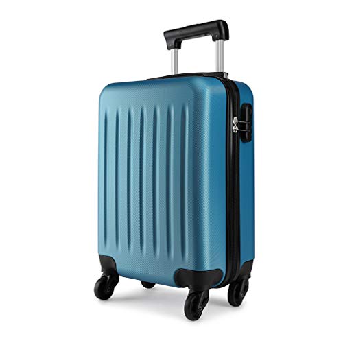 Kono Hartschale Koffer Trolley Rollkoffer Zwillingsrollen ABS Handgepäck Bordgepäck 4 Rollen, 48cm 20 Zoll(Dunkelblau) von KONO