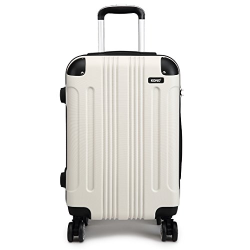 Kono Hartschale Trolley Koffer 4 Rollen Reisekoffer Gepäck (Beige, L) von KONO