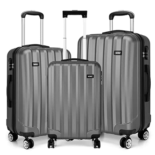 Kono Hartschale Trolley Koffer 4 Rollen Reisekoffer Gepäck (Pink, Set) von KONO