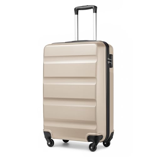 KONO Handgepäck Koffer Trolley ABS Leicht Hartschalenkoffer Reisekoffer 4 Rollen, Zahlenschloss, 55x38x20cm, 33 Liter, Gold von KONO