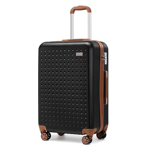 Kono Hartschalenkoffer Reisekoffer Koffer Trolleys 100% ABS Handgepäck Koffer mit 8 Spinnerräder Rollkoffer 55 * 38 * 24cm TSA-Schloss Reisegepäck Schwarz von KONO