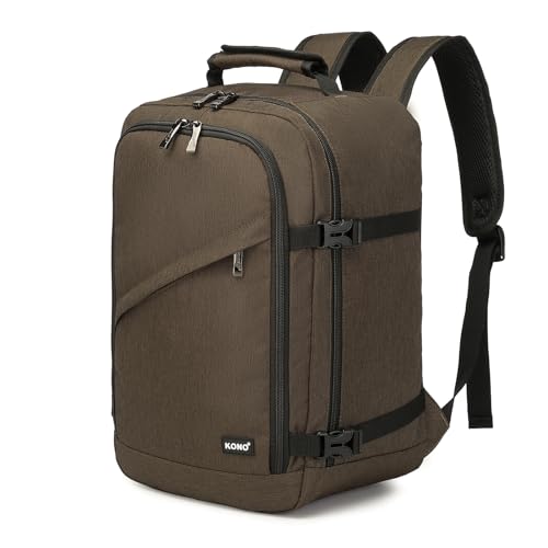 Kono Kabinentasche für Ryanair, Untersitz Reise Handgepäckrucksack, Kabinengröße 40 x 20 x 25 cm, 20 l, braun von KONO