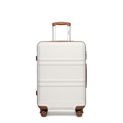KONO Koffer Hartschale Leichter ABS Reisekoffer Handgepäck Trolley mit 4 Spinnrollen & TSA-Schloss, cremeweiß, 116, modisch KONO Koffer Hartschale Leichter ABS Reisekoffer Handgepäck Trolley mit 4 Spinnrollen & TSA-Schloss, cremeweiß, 116, modisch von KONO