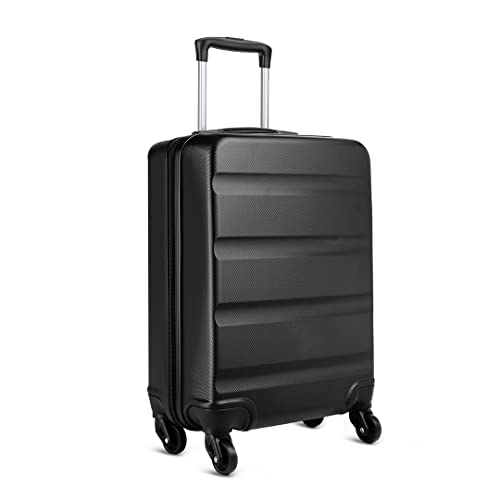 KONO Handgepäck Koffer Leicht Reisekoffer mit Rollen und TSA Schloss, Klein Koffer Trolley Handgepäck Flugzeug 55x38x20cm (Handgepäckkoffer, Schwarz) von KONO