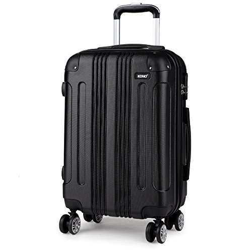 Kono Leichtes ABS Hartschalen-Koffer Trolley Rollkoffer Reisekoffer Handgepäck 4 Rollen, Zahlenschloss L-65 cm (schwarz) von KONO