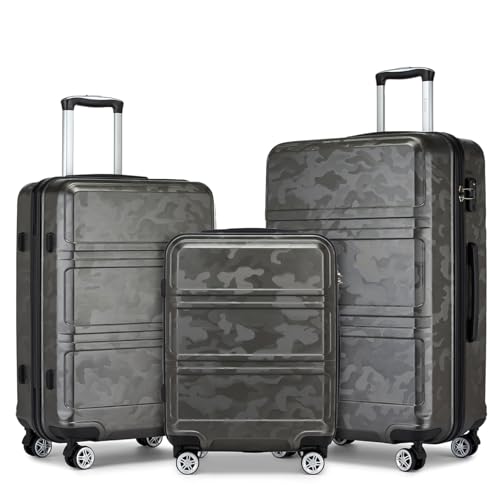 Kono Handgepäck Koffer Trolleys 55cm Leicht Hartschalenkoffer Reisekoffer mit 4 Rollen und TSA Schloss, 55x40x22cm, 39Liter, Zwillingsrollen Rollkoffer, ABS Hartschale (Grau/Camouflage, M) Kono Handgepäck Koffer Trolleys 55cm Leicht Hartschalenkoffer Reisekoffer mit 4 Rollen und TSA Schloss, 55x40x22cm, 39Liter, Zwillingsrollen Rollkoffer, ABS Hartschale (Grau/Camouflage, M) von KONO