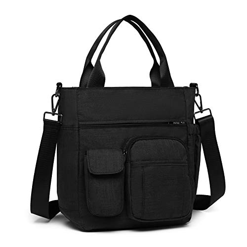 KONO Multi Pockets Handtasche Herren Umhängetasche Damen Schultertasche Multifunktionale Medium Tote Tasche Messenger Bag für College School Arbeit Business Sport Reisen von KONO