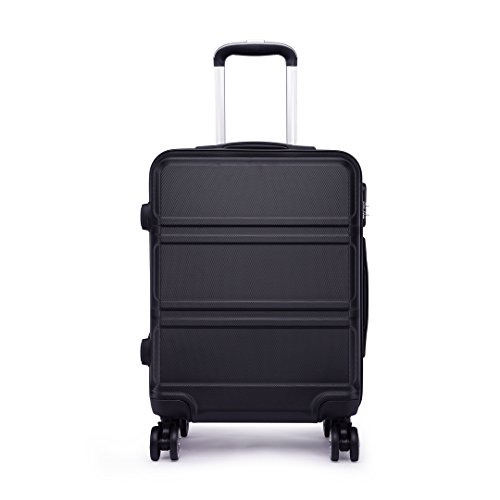 Kono Zwillingsrollen 65cm Reisekoffer Mittelgroß Hartschale ABS Trolley Koffer Gepäck 3,1Kg 61L (Schwarz) von KONO