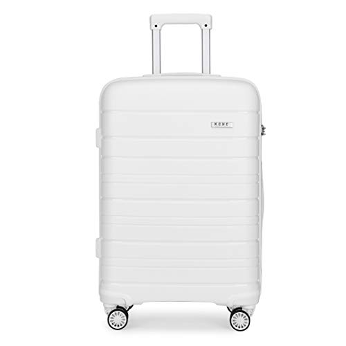 KONO Zwillingsrollen Reisekoffer TSA-Schloß 65cm Trolley Koffer Polypropylen Hartschale Rollkoffer mit YKK Reißverschluss (Weiß, L/66L) von KONO