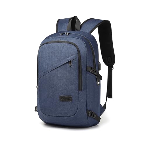 Laptop-Rucksack Diebstahlsicherung Reisen Geschäft Arbeiten Computer Rucksack mit USB-Anschluss Leichte Laptoptasche Schulrucksack Schulranzen für Jungen Herren Damen Lässiger Tagesrucksack (Marine) von KONO