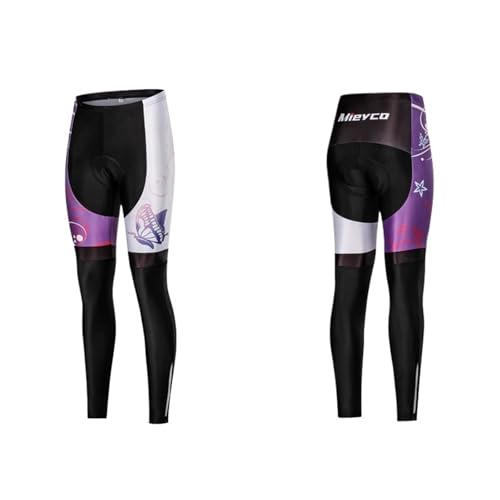 KONSA Fahrradhose Lang 2PCS Schlank Atmungsaktive Radfahren Hosen for Frauen 5D Hose Bunten Mountainbike Fahrrad Leggings Sport Outfit(Purple01,M) von LFFAVHFK