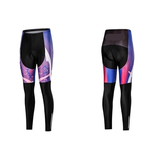 LFFAVHFK Fahrradhose Lang 2PCS Schlank Atmungsaktive Radfahren Hosen for Frauen 5D Hose Bunten Mountainbike Fahrrad Leggings Sport Outfit(Purple02,XL) von LFFAVHFK