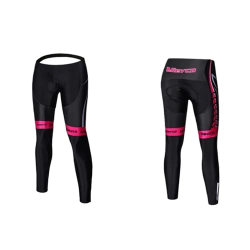 LFFAVHFK Fahrradhose Lang 2PCS Schlank Atmungsaktive Radfahren Hosen for Frauen 5D Hose Bunten Mountainbike Fahrrad Leggings Sport Outfit(Rose red01,XL) von LFFAVHFK