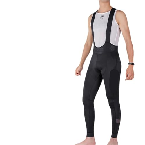 KONSA Fahrradhose Lang Herren Radfahren Trägerhose Gel Gepolsterte Sommer Fahrrad Strumpfhosen Lange Hosen Leggings Mountain Road Fahrrad Hosen Zubehör(Bib Pants Black,L) von KONSA