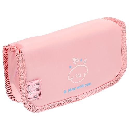 KONTONTY Federmäppchen aus Segeltuch Stiftetui aus Segeltuch Pinseltaschen Machen süßes Federmäppchen Storage Pockets Storage Bags Bleistifthalter mit Reißverschluss Bleistifte Tasche Rosa von KONTONTY