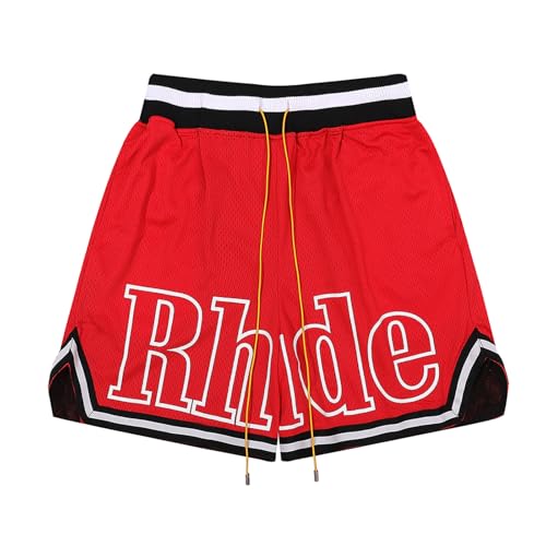 KONZDE Frühling Und Sommer Männer Und Frauen Oberkörper 2024SS Beauty Trend RHU Mesh Stoff Basketball Sporthosen Lässige Mode Shorts-style1||S von KONZDE