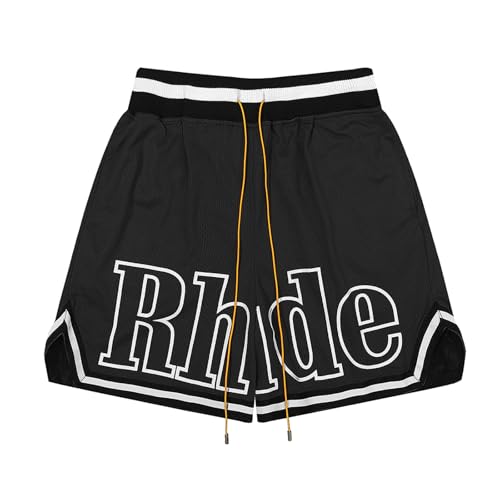 KONZDE Frühling Und Sommer Männer Und Frauen Oberkörper 2024SS Beauty Trend RHU Mesh Stoff Basketball Sporthosen Lässige Mode Shorts-style4||M von KONZDE