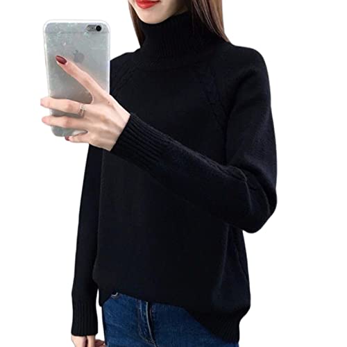 KOOBS Pullover Damen Verdickter Herbst- Und Winter-Rollkragenpullover-Pullover-Pullover-Langarmpullover Loser Großer Sweater Für Frauen-Black,3XL von KOOBS