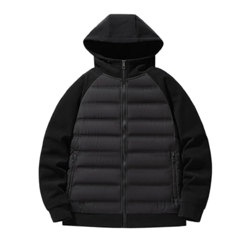 KOPQMJKIDFH Damen Mantel in Down Jacketmit Kapuze Winter Puffer Dicker Warmer Mantel Aus Entendaunen-Strick in Patchwork-Optik,A,4XL von KOPQMJKIDFH