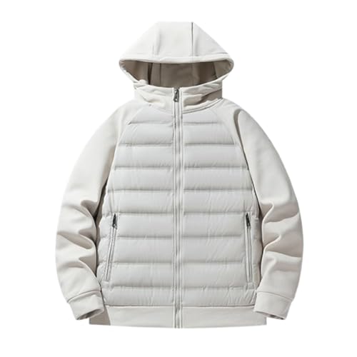 KOPQMJKIDFH Damen Mantel in Down Jacketmit Kapuze Winter Puffer Dicker Warmer Mantel Aus Entendaunen-Strick in Patchwork-Optik,C,4XL von KOPQMJKIDFH