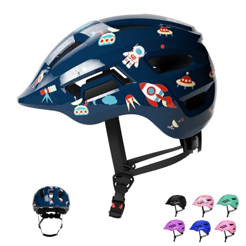 KORIMEFA Kleinkind Helm Kinder Fahrradhelm Baby Multi-Sport Verstellbarer Helm Sporthelm Radfahren Fahrrad Roller Skateboard Helm für Kinder Jungen Mädchen von 2-8 Jahren Alt(Dunkelblau Astronaut,XS) von KORIMEFA