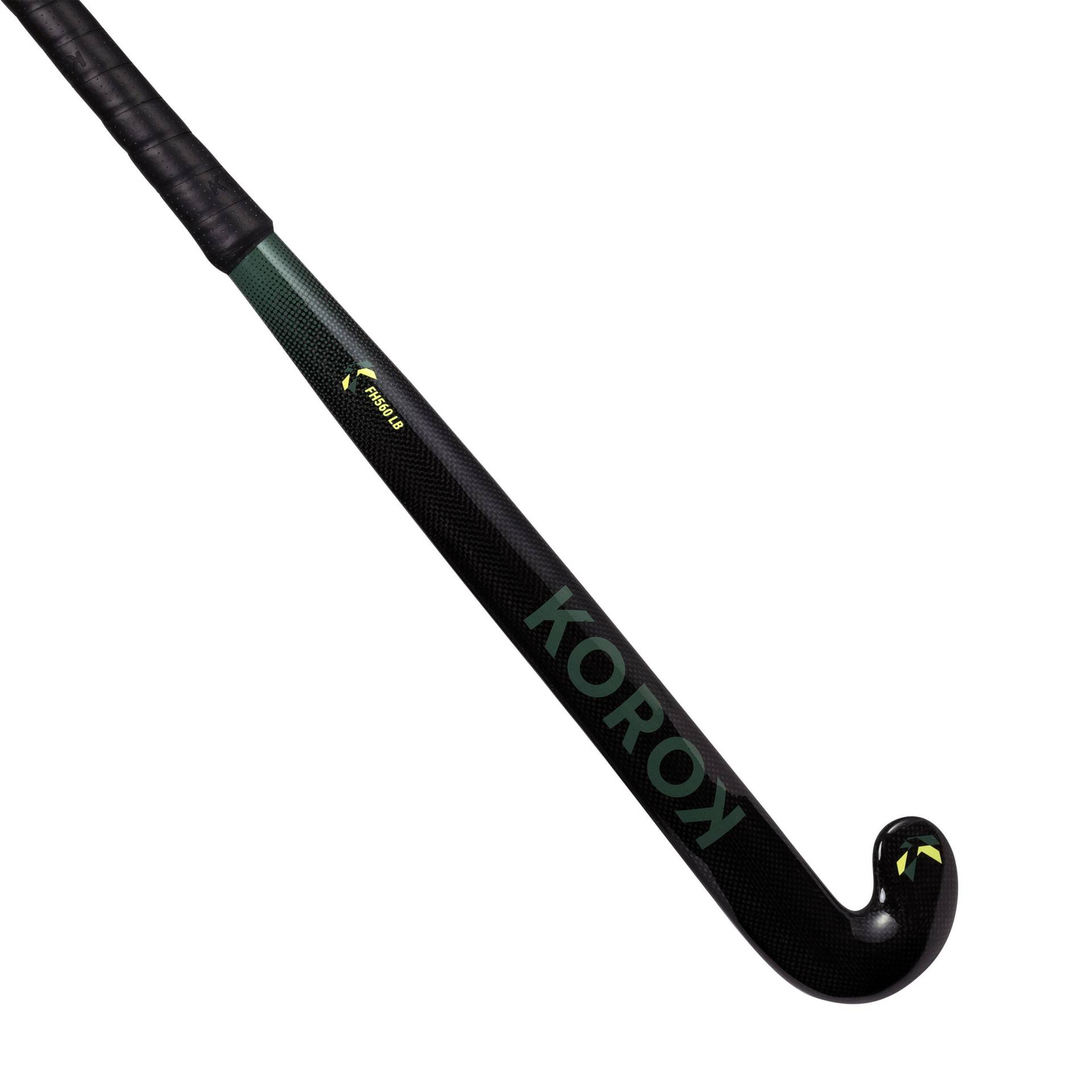 Feldhockeyschläger Damen/Herren Fortgeschrittene Low Bow 60 % Carbon FH560 schwarz/khaki von KOROK
