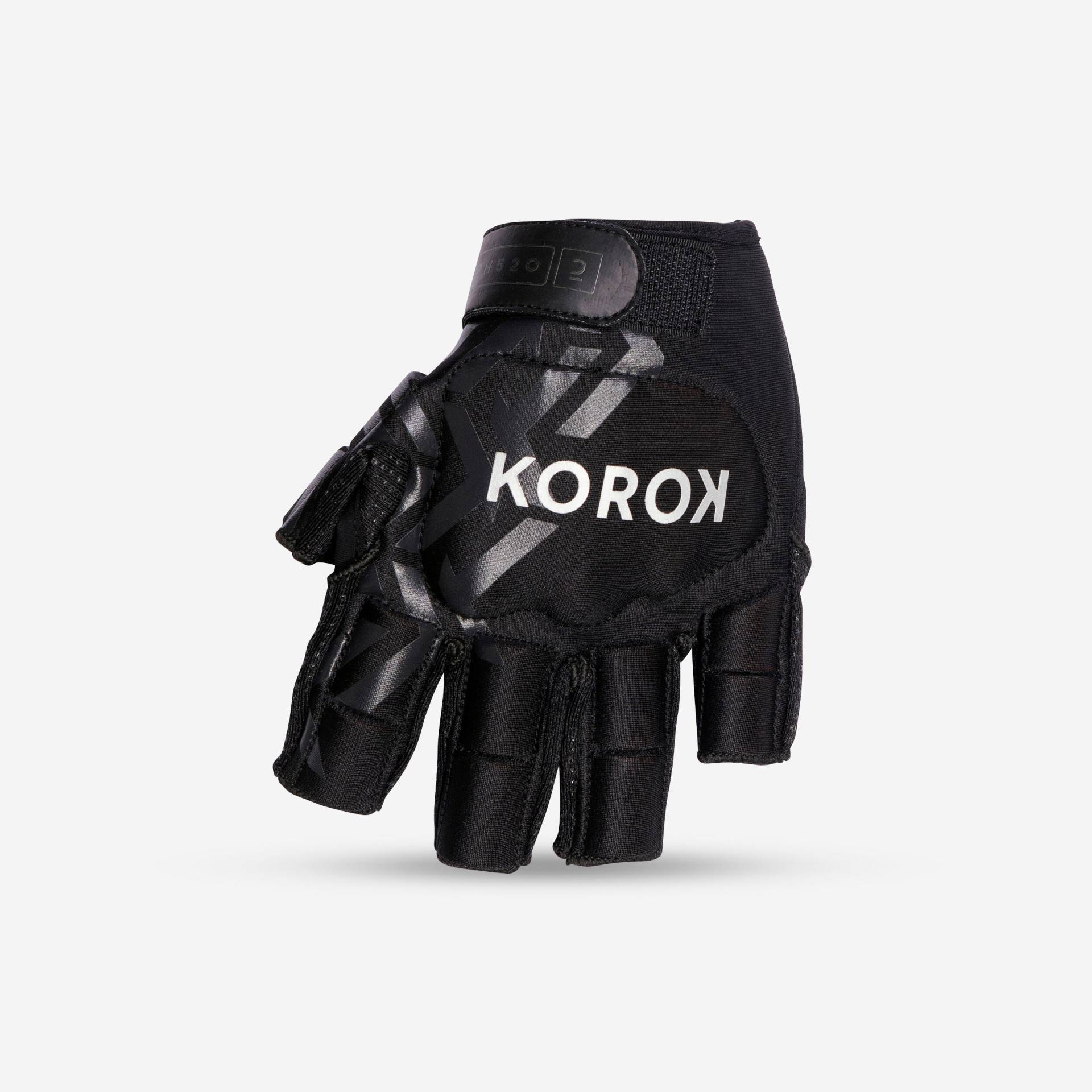 Damen/Herren 3/4-Finger Hockey Handschuh - FH520 schwarz/grau von KOROK