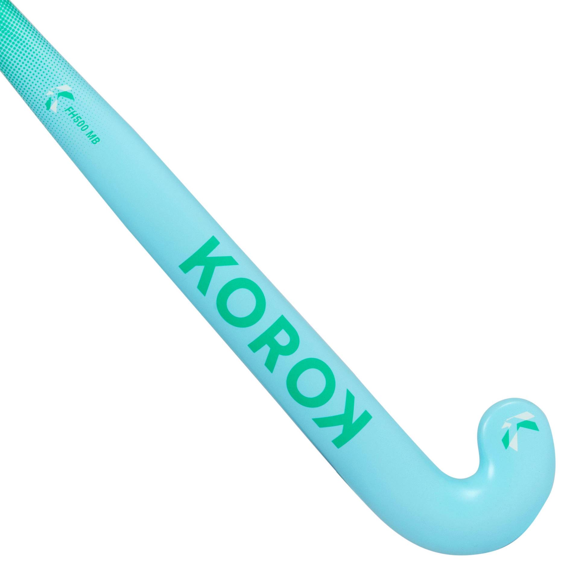 Kinder Feldhockey Schläger Glasfaser Mid Bow  - FH500 türkis/grün von KOROK