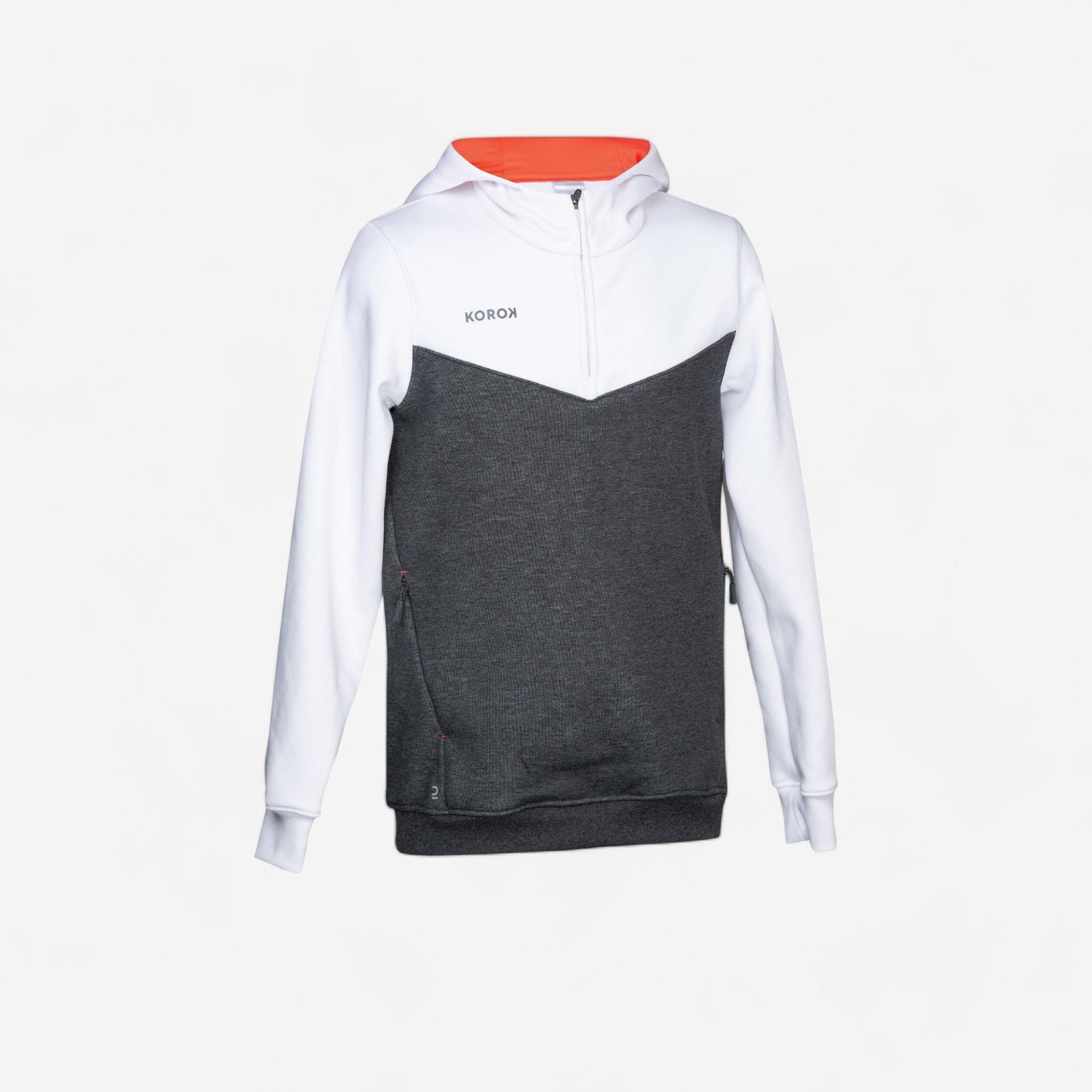 Kinder Feldhockey Hoodie mit Zip - FH500 weiß/grau/rosa Kinder Feldhockey Hoodie mit Zip - FH500 weiß/grau/rosa von KOROK