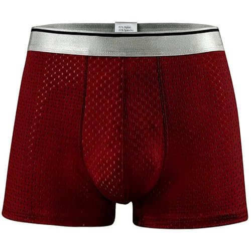 Herren Boxershorts Plus Größe 180 Kg Sommerboxer Unterwäsche Männer EIS Seidennetz Waben Atmungsaktiven Kühlen Männlichen Boxershorts 12Xl 11Xl Underpants-Dunkelrot-11Xl-1Pc von KOSTEN