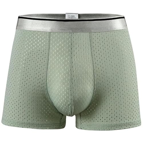 Herren Boxershorts Plus Größe 180 Kg Sommerboxer Unterwäsche Männer EIS Seidennetz Waben Atmungsaktiven Kühlen Männlichen Boxershorts 12Xl 11Xl Underpants-Grau Grün-4Xl-3Pcs von KOSTEN