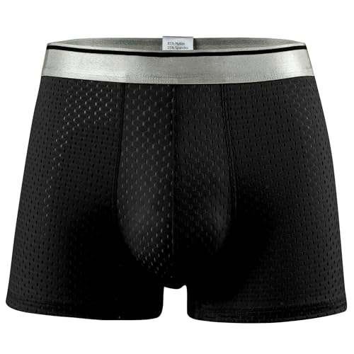 Herren Boxershorts Plus Größe 180 Kg Sommerboxer Unterwäsche Männer EIS Seidennetz Waben Atmungsaktiven Kühlen Männlichen Boxershorts 12Xl 11Xl Underpants-Schwarz-9Xl-1Pc von KOSTEN