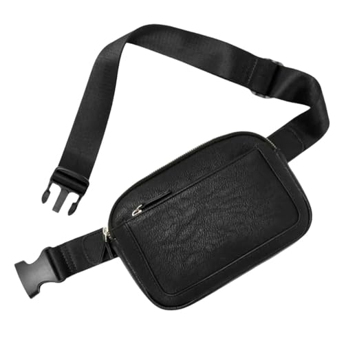 KOSTEN Bauchtasche Mini Pu Leder Fanny Packs Verstellbare Gurt Damen Crossbody Taillenbeutel Schulter Geldbörsen-Schwarz von KOSTEN