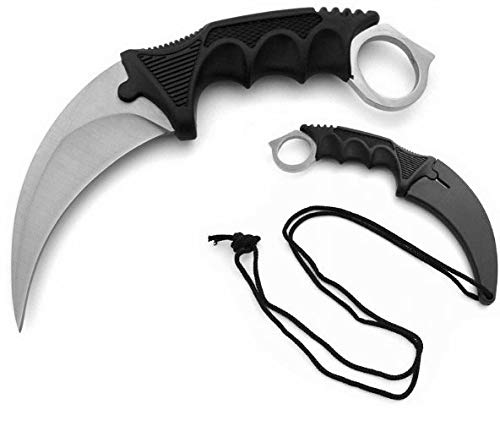 KOSxBO® CSGO Knife - Karambit Messer Silber 19 cm - Tactical Hunter Knife Silver Surfer Edition - Counter Strike Global Offensive Skin - silbernes Neck Knife von KOSxBO