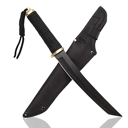 Tanto Messer SCHWARZER Samurai Edition - 35cm kleines Ninja Schwert mit Edelstahlklinge Katana Samuraischwert mit Messerscheide Tanto Messer SCHWARZER Samurai Edition - 35cm kleines Ninja Schwert mit Edelstahlklinge Katana Samuraischwert mit Messerscheide von KOSxBO