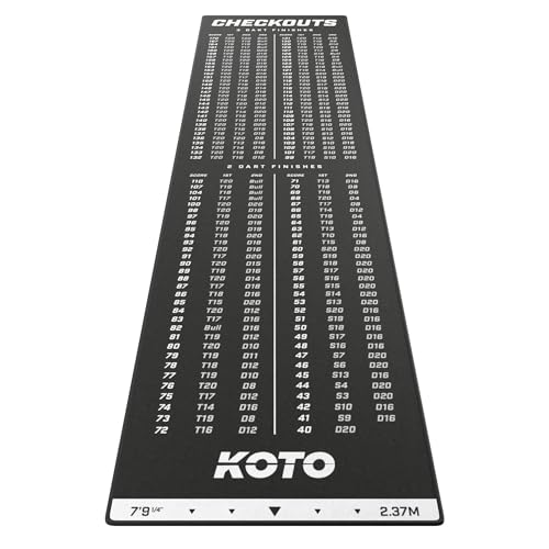 KOTO - Carpet Checkout Schwarz, 237x60cm Dartmatte, Schutz Bodens & Dartpfeile, Mit Score-Indikation + Oche KOTO - Carpet Checkout Schwarz, 237x60cm Dartmatte, Schutz Bodens & Dartpfeile, Mit Score-Indikation + Oche von KOTO darts