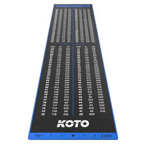 KOTO - Carpet Checkout Blau, 237x60cm Dartmatte, Schutz Bodens & Dartpfeile, Mit Score-Indikation + Oche KOTO - Carpet Checkout Blau, 237x60cm Dartmatte, Schutz Bodens & Dartpfeile, Mit Score-Indikation + Oche von KOTO darts