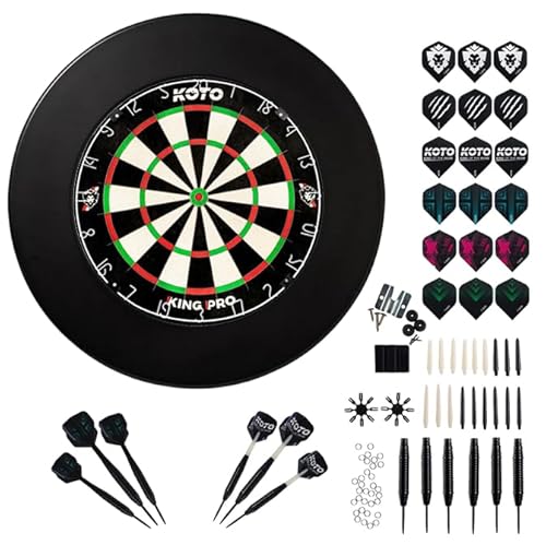 KOTO King Pro + Surround + KOTO Accessory Kit Steeltip Schwarz 90 Stück, 2 Sätze KOTO Flights, 6 Sätze KOTO Flights, 6 Sätze KOTO Shafts, 2 Punthouders, Shaftringen und FlightpRotectors von KOTO darts