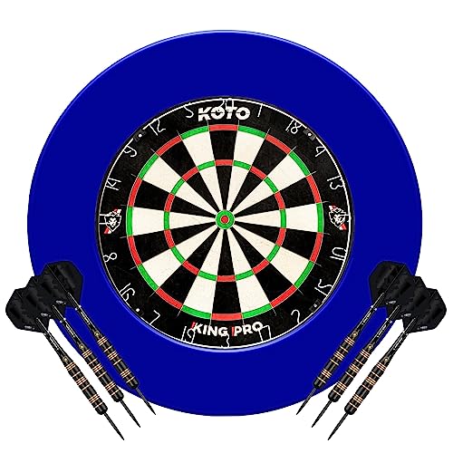 KOTO King Pro Surround Dartset Blau, 3 Barrels, Zwei Sets KOTO Flights mit Logo, Zwei Sets KOTO Shafts in den Maßen Short und medium, EIN Dartwallet mit KOTO Logo, Dart Surround für alle Dartscheiben von KOTO darts