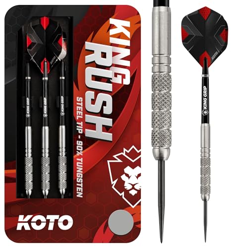 KOTO - King Rush 90% Darts 26 G, Silber, Darts Set inkl. 3 Barrels, 2 SetsFlights + Shafts & Dartwallet, Firm Ringgrip KOTO - King Rush 90% Darts 26 G, Silber, Darts Set inkl. 3 Barrels, 2 SetsFlights + Shafts & Dartwallet, Firm Ringgrip von KOTO darts