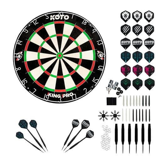 KOTO PRO Edition Dartsheibe, Dart-Set Profi mit Turniermaß KOTO Pro Edition Scheibe und KOTO Dartpfeile Set 23 Gramm, Dart Pfeile mit Metallspitze von KOTO darts