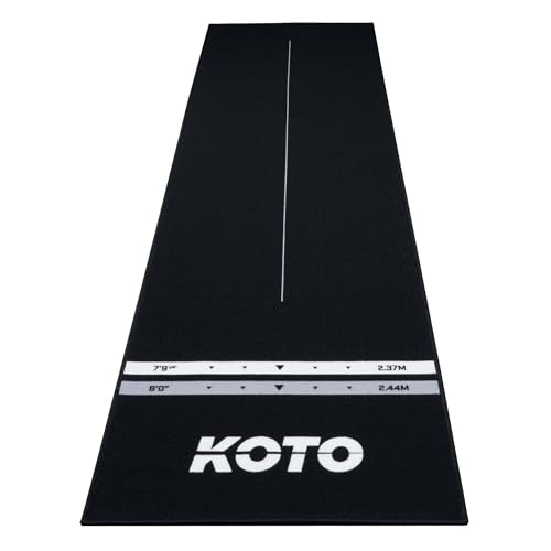 KOTO - Schwarze Teppich Dartmatte 285 x 80 cm, Gummi Dartmatte, 4 Wurfleinen, Mittellinie, & Boden und Dartschutzfunktion von KOTO darts