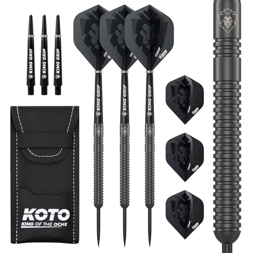 KOTO - Sting Black PVD 90% Dartpfeile 23 G, Tungsten Profi Steel Darts mit Flights + Shafts & Dartwallet, Fester Ringgrip KOTO - Sting Black PVD 90% Dartpfeile 23 G, Tungsten Profi Steel Darts mit Flights + Shafts & Dartwallet, Fester Ringgrip von KOTO darts